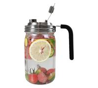 Glass Canning Jar | 32oz Leakproof Jar with Handle & Pouring Spout | Airtight Lidded Glass Jars | for Juice, Milk, Coffee, Tea, Lemonade, Yogurt, Beverages, Kitchen, Fridge, Apartment