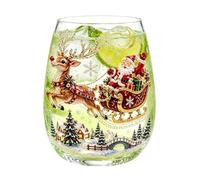 Glass Christmas Coffee Mugs - 3D Non Slip Grip Tea Cup, Holiday Mug