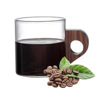 Glass Coffee Cups | Wood Handle Glass Latte Cups | Small Coffee Mugs