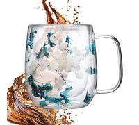 Glass Coffee Mug - 250ml, 390ml, Clear Tea Cup - Elegant Dried Flower Design | Heat Resistant Glass Beverage Mug For Cappuccino, Latte, Cold Drinks & Everyday Kitchen Use