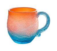 Glass Coffee Mug 350ml - Funny Coral Drinkware With Comfortable Grip | Sunset Drinking Cup For Hot & Cold Beverages | Water, Milk, Juice, Tea & Coffee Cup For Home, Office, School, Birthday & Christma