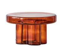 Glass Coffee Table Low Table Modern Light Luxury Simple Round Side Table Home Living Room Bedroom Garden Small Coffee Table Green Short (Orange Short)