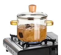 Glass Cooking Pot - 1600 ml Heat Resistant Clear StovetopCookware with Lid, Quick Heating Simmer Design | Transparent Pot for Sauce, Soup, Pasta, Tea Brewing, Kitchen Stove Use