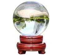 Glass Crystal Ball with Wooden Base,Clear Crystal Ball Witchcraft Functional Magical Accessory for Gifts Family Decorative Photography Decor,11cm/4.3in