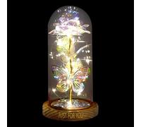 Glass Flowers | 4.53x4.53x8.66 Inches Romantic Lighted Valentines Decor | LED Artificial Flowers Valentines Decor | For Holiday Birthday Mother's Day Wedding Women Mom Wife Girlfriend Grandma