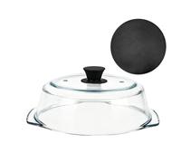 Glass Heating Lid - Clear Tempered Plate, Heat Resistant Top, Convenient Handle Grip, Easy Wash Barrier | Use For Oven Bowls Plates Cooking Heating Warming Steaming Vegetables Food