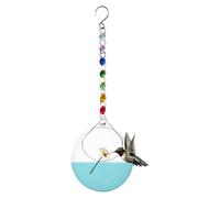 Glass Hummingbird Feeder - Beaded Chain Hook | Garden Bird Decor, Patio Fee