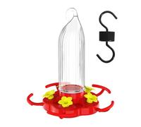 Glass Hummingbird Feeder - Hand-Blown 1 | Vibrant Red Antique Bottle Design With 4 Perch Stations, Wide-Mouth For Easy Filling, Leak-Proof Base, Rust-Resistant; Perfect For Garden Decor And Bird Lover