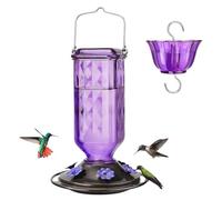 Glass Hummingbird Feeders, Hangable Yard Bird Feeder, Multiple Feeding Ports with Decorative Bottle Design, Ideal for Balcony, Patio, Backyard, Window Birdwatching, Purple
