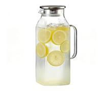 ,Glass Juice Bottles - Water Pitcher | 2000ml Clear Heat Resistant Large Thickened Carafe With Lid For Home Kitchen Drinks Beverage Liquids Summer Parties Camping Picnic
