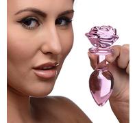 Plug anale indossabile grande dilatatore con rosa in vetro dildo big butt glass