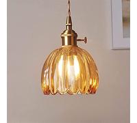 Glass Light Flower Light Flower Lamamphade Lighting Afferma del soffitto di Rame, Camera da Pranzo per Comodino Camera da Pranzo al sopportatore di sospensioni nordiche, Utensili per Tulipani E27