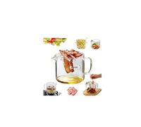 Glass Microwave Bacon Cooker, Multifunctional Glass BaconCooker, Heat Resistant Crispy Bacon Maker Vassoio con Grease Catcher, Upgrade Non-Stick Glasses Cooking Pot for Home Cooking, Picnics, and BBQ