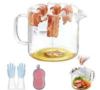 Glass Microwave Bacon Cooker with Lid - Splatter-Free Bacon Grill with Grease Drain - 2.1L/74Oz Large Borosilicate Glass Bacon Tray for Crispy Breakfast, Heat Resistant & Dishwasher Safe (1Pc)