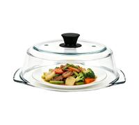 Glass Microwave Cover Reusable - Heating Clear Lid with Silicone Handle for