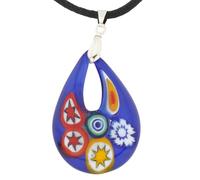 Glass Of Venice Collana con ciondolo a goccia in vetro di Murano Gemma Millefiori - blu e multicolore con ciondolo a goccia da 4,5 cm gioielli alla moda per donne fatti a mano a Venezia, Italia