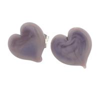 Glass Of Venice Orecchini a bottone da donna in vetro di Murano a forma di cuore viola, realizzati a mano a Venezia, Italia, piccoli orecchini a perno da 3/8 pollici, leggeri e romantici