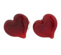 Glass Of Venice Orecchini da donna in vetro di Murano a forma di cuore rosso, realizzati a mano a Venezia, Italia, piccoli orecchini a perno da 3/8 pollici, leggeri e romantici