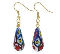 Glass Of Venice Orecchini in vetro di Murano italiano pendenti pendenti Fiori millefiori multicolori placcati in oro - Orecchini in vetro di Murano da donna