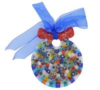 Glass Of Venice Ornamento rotondo per albero di Natale in vetro di Murano con nastro multicolore e multicolore - Ornamento natalizio da appendere per decorazioni natalizie, fatto a mano italiana