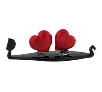 Glass Of Venice Scultura in vetro di Murano nero a forma di gondola veneziana con due cuori rossi, lunghezza 7,8 cm, regalo romantico simbolo d'amore fatto a mano a Venezia, Italia