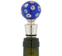 Glass Of Venice Tappo per bottiglia in vetro di Murano blu multicolore Millefiori 3,8 cm a forma di sfera per bottiglie di vino fatto a mano in vetro soffiato italiano tappo per vino hostess