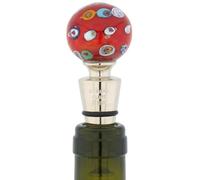 Glass Of Venice Tappo per bottiglia in vetro di Murano rosso multicolore Millefiori 3,8 cm a forma di sfera per bottiglie di vino fatto a mano in vetro soffiato italiano tappo per vino hostess