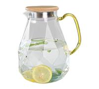 Glass Pitcher, 2L Large Capacity Beverage Container With Handle | Glass Tea Pitchers For Beverage Cold Water Iced Tea Coffee Milk Refrigerator Dining Table Living Room Kitchen Office Party