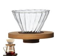 Glass Pour Over CoffeeDripper - filtro per caffè in trasparente, cono riutilizzabile, elegante caffettiera manuale con supporto resistente al calore, strumento manuale per il gocciolamento