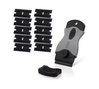 Glass Scrapers, Glass Scraper Ceramic Scraper Plate with 10 Plastic Squeegees, for removing labels, glue, paintStickers and Decals, Window Cleaning