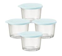 Glass Storage Bowls | 4 Pieces Clear Airtight Stackable Reusable Jars | Kitchen Storage & Organisation For Meal Prep Snack Overnight Baking Cooking Pantry Fridge Freezer Lunch Salad Soup Yogurt Fruit