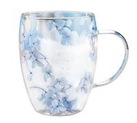 Glass Tea Cup - Elegant Double Walled Cup | Flower Glass Coffee Mugs | Insulated Heat Resistant Double Walled Glasss Mugs Suitable For Hot Beverages, Birthday New Year Christmas