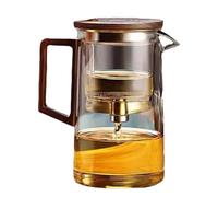Glass Teapot With Handle - 500 ml/750 ml Transparent Glass Tea Kettle With Strainer - Fast And Convenient Clear Magic Teapot With Wooden Handle Dishwasher Tea Maker For Home