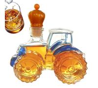 Glass Tractor Decanter - Alcohol Liquor Bottle for Home Bar | Decorative Farm Tractor Design Decanter for Whiskey, Vodka, Rum | Gift for Collector or Bar Enthusiast