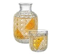 Glass Water Carafe Set, Clear Mouthwash Dispenser, Bedside Drink Pitcher Container, Elegant Liquid Serving Bottle, Bathroom Bedroom Dining Table Accessory, Home Party Use for Serving