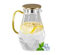 Glass Water Pitcher - 1.5L Heat Resistant Glass Juice Container With Lid | Drink Dispenser For Home, Kitchen, Bar, Party, Camping, Outdoor, Picnic, Table, Travel | Suitable For Iced Tea, Juice, Milk