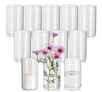 Glasseam Vaso Trasparente per Fiori, Vasi Cilindrici Moderni 6 Pezzi, 15 X 8,5 Cm Vasi di Vetro per La Decorazione della Tavola, Vasi Uragano Vaso Decorativo Tulipano per La Tavola da Pranzo