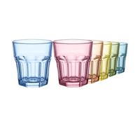 Glasset Alva Malaya Set di 6 bicchieri in vetro soda lime colorato con base esagonale design retrò capacità 230 ml altezza 9,5 cm per regali e feste in giardino