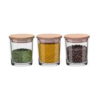 Glasset Eco Storage-Frisk, set di barattoli per spezie, 3 x 245 ml, ermetici con coperchio in legno, per spezie, cereali e chicchi di caffè, elegante organizzatore trasparente
