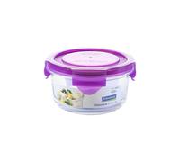 Glasslock Classic - Contenitore ermetico rotondo da 0,4 l in vetro temperato. Viola