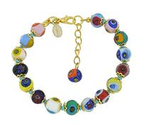 GlassOfVenice Bracciale in Vetro di Murano Perle di Mosaico Multicolore Italiano Millefiori in Vetro soffiato Fatto a Mano - Bracciali in Vetro di Murano per Donna