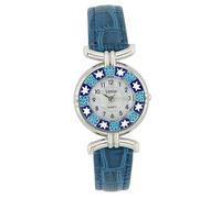 GlassOfVenice Orologio Murano Millefiori Con Cinturino In Pelle - Blu