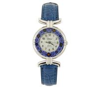 GlassOfVenice Orologio Murano Millefiori Con Cinturino In Pelle - Blu