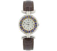 GlassOfVenice Orologio Murano Millefiori Con Cinturino In Pelle - Marrone