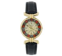 GlassOfVenice Orologio Murano Millefiori Con Cinturino In Pelle - Nero