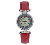GlassOfVenice Orologio Murano Millefiori Con Cinturino In Pelle - Rosso