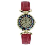 GlassOfVenice Orologio Murano Millefiori Con Cinturino In Pelle - Rosso
