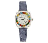 GlassOfVenice Orologio Murano Millefiori Quadrato Con Cinturino In Pelle - Azzurro Multicolor