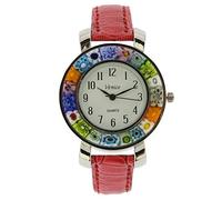 GlassOfVenice Orologio Serena Murano Millefiori Con Cinturino In Pelle - Rosso