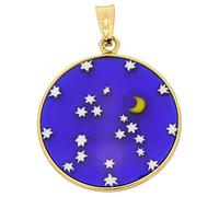 GlassOfVenice Pendente Millefiori Medio Notte Stellata in Cornice Placcata Oro 23mm